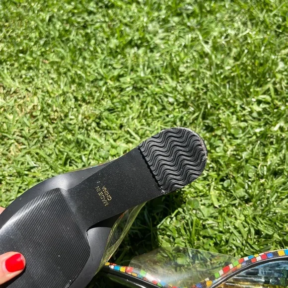 Y2K Vintage Clear Rainbow Heel with Checkerboard Footbed - Picture 6 of 13